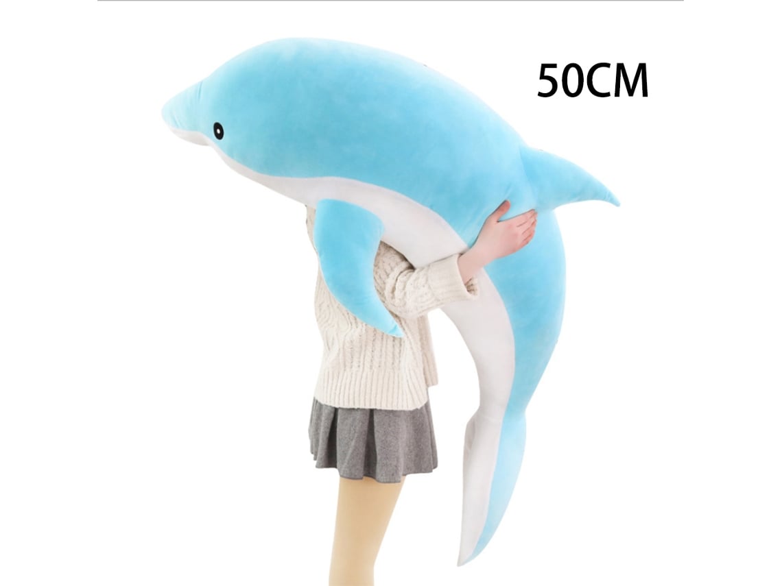 Ats-muñeco De Peluche Delfín Grande Bonito Almohada Multifunción Portátil Suave Para Hogar Oficina Azul 50cm