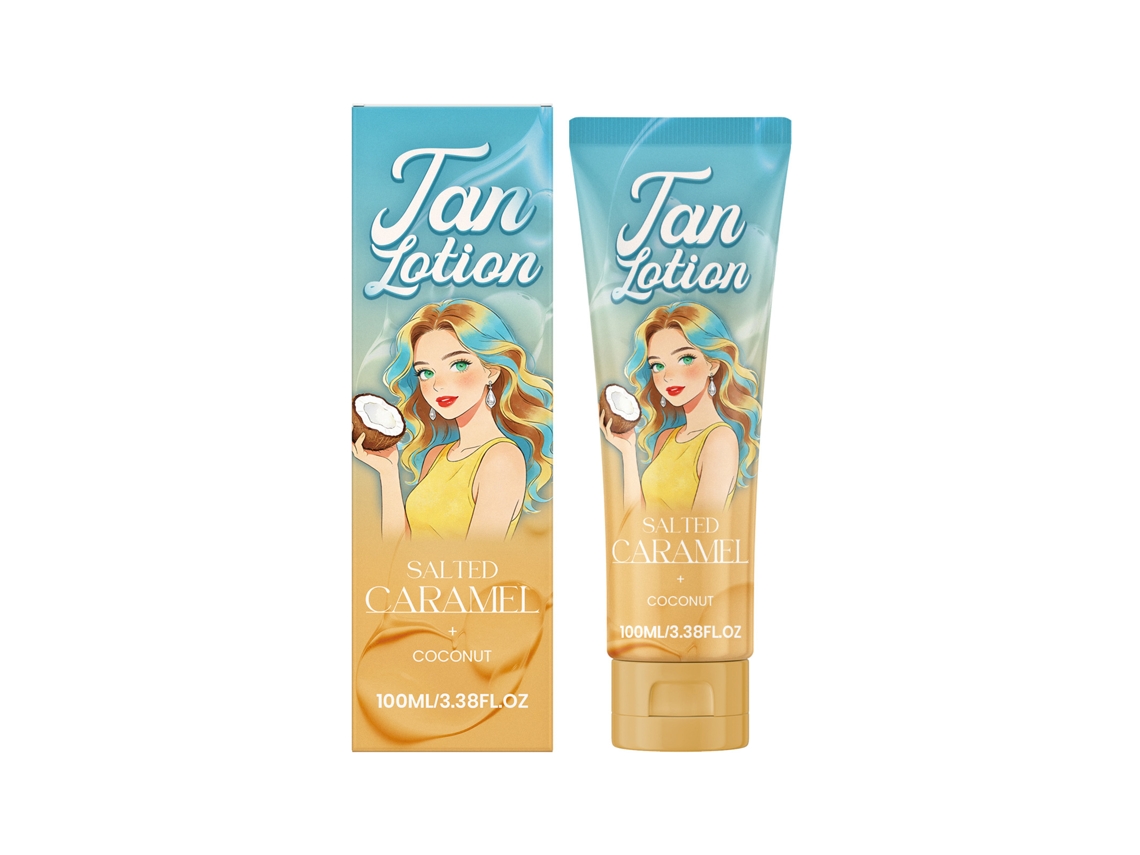 Acelerador de bronceado Amz Coconut Caramel, textura refrescante, no espeso.