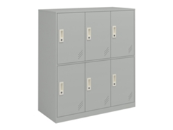 Casillero Metálico Rautavaara 6 puertas con cerradura acero 100x90x40cm - Gris pálido [EN.CASA]