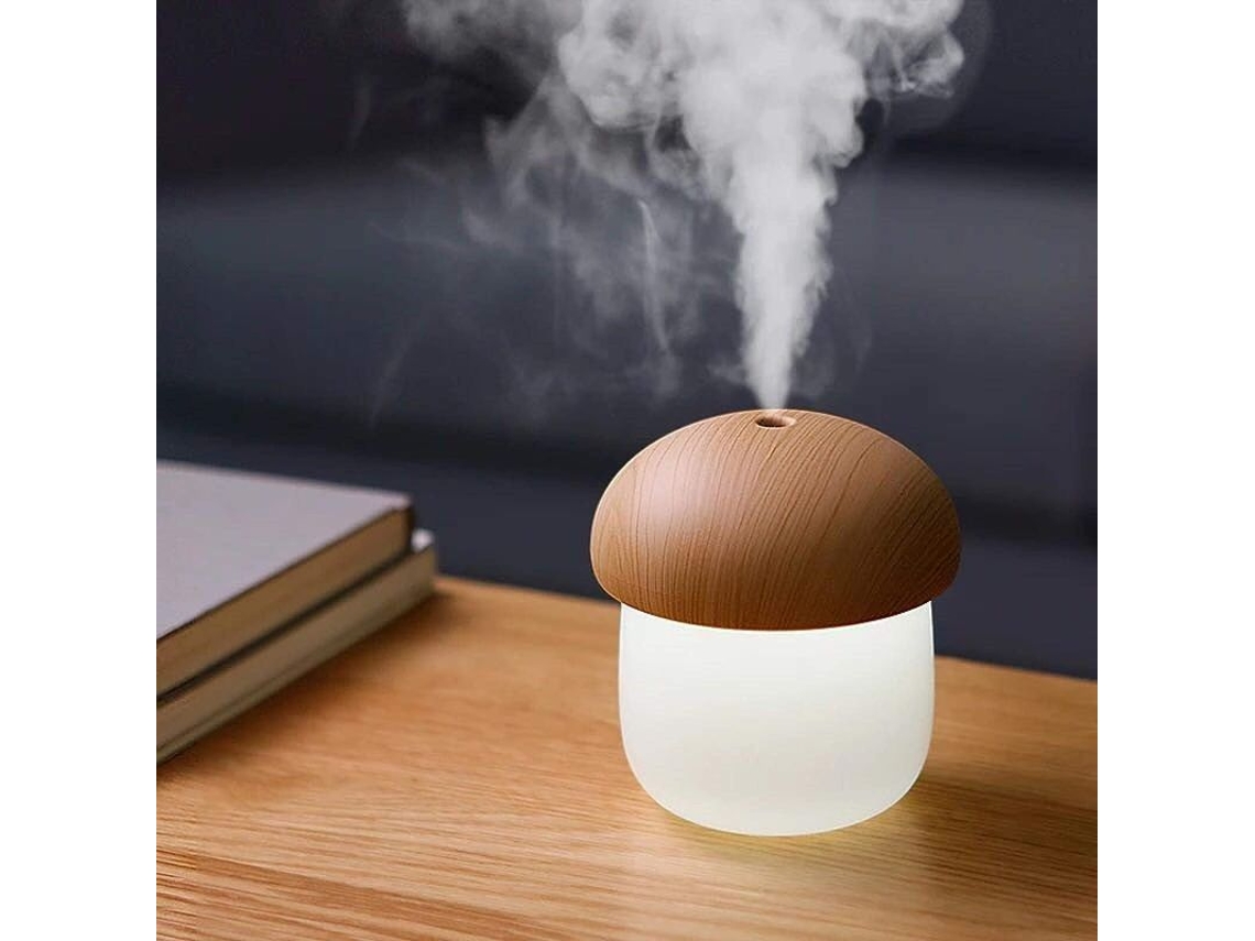Mini Humidificador Ultrasónico Con Forma De Hongo, Luz Cálida Y Difusor De Aceites Esenciales Para Uso En Interiores.