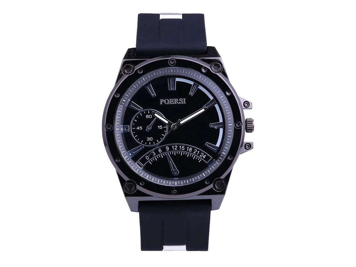 Reloj De Pulsera Casual Para Hombre Con Correa De Silicona, Movimiento De Cuarzo, Estilo Moderno, Negro.