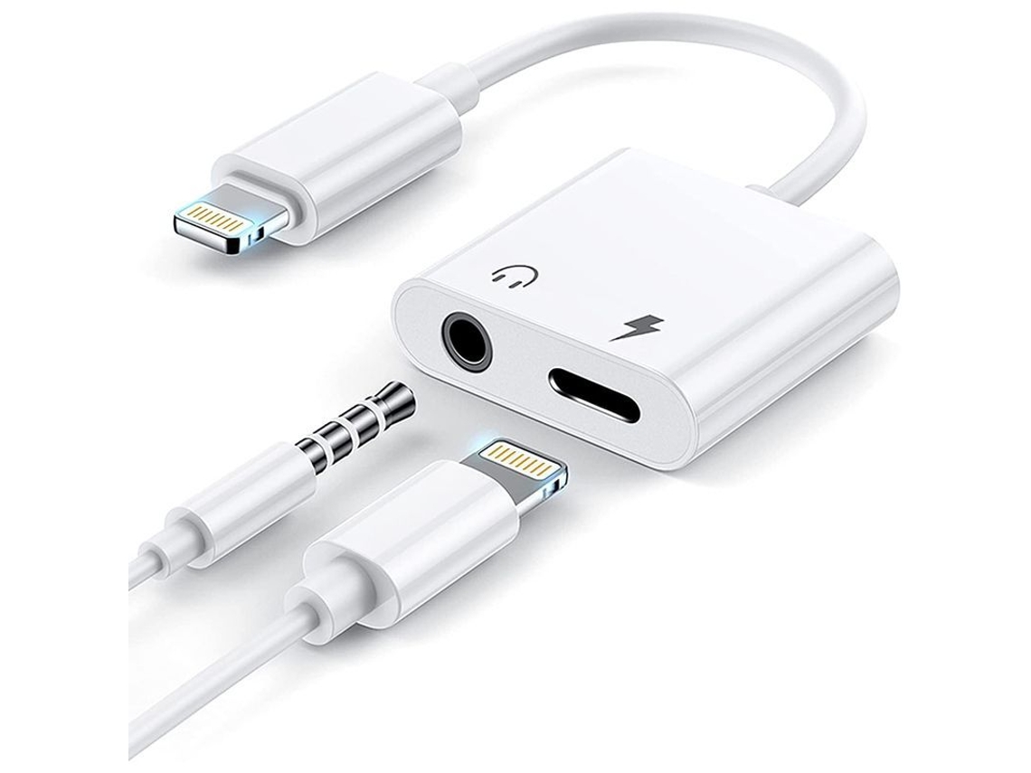 Adaptador De Auriculares Linjou 2 En 1 Para Iphone 11 Lightning A 3,5 Mm Con Función De Carga, Accesorio Compatible Para Coche.