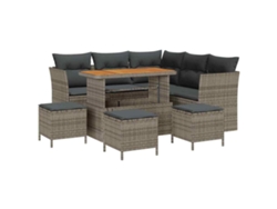 Maison Exclusive - Conjunto de sofá de jardín de 9 piezas con cojines, gris