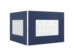 Paneles laterales impermeables para cenador de 3x3 x 3x6 m con ventana azul.