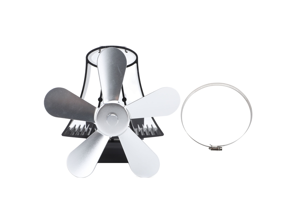 Ventilador Magnético De Pared Para Chimenea Con 5 Aspas, Funcionamiento Térmico Silencioso, Para Estufas De Leña, Color Plata.