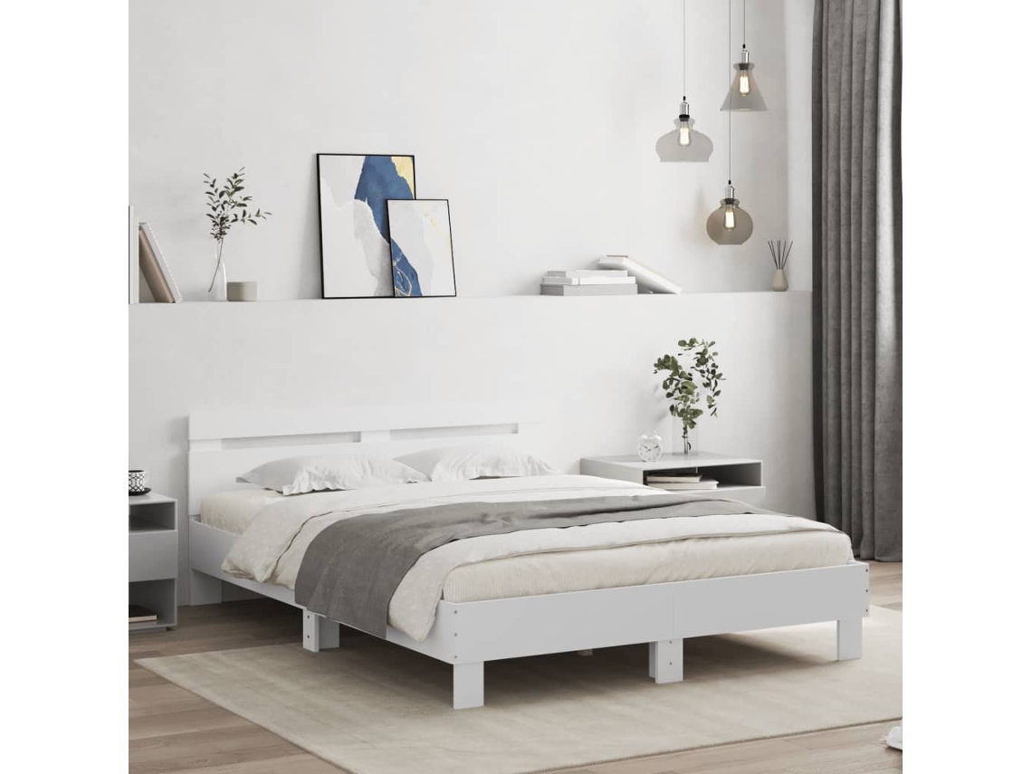 Estructura De Cama Sin Colchón Blanco 140x190 Cm