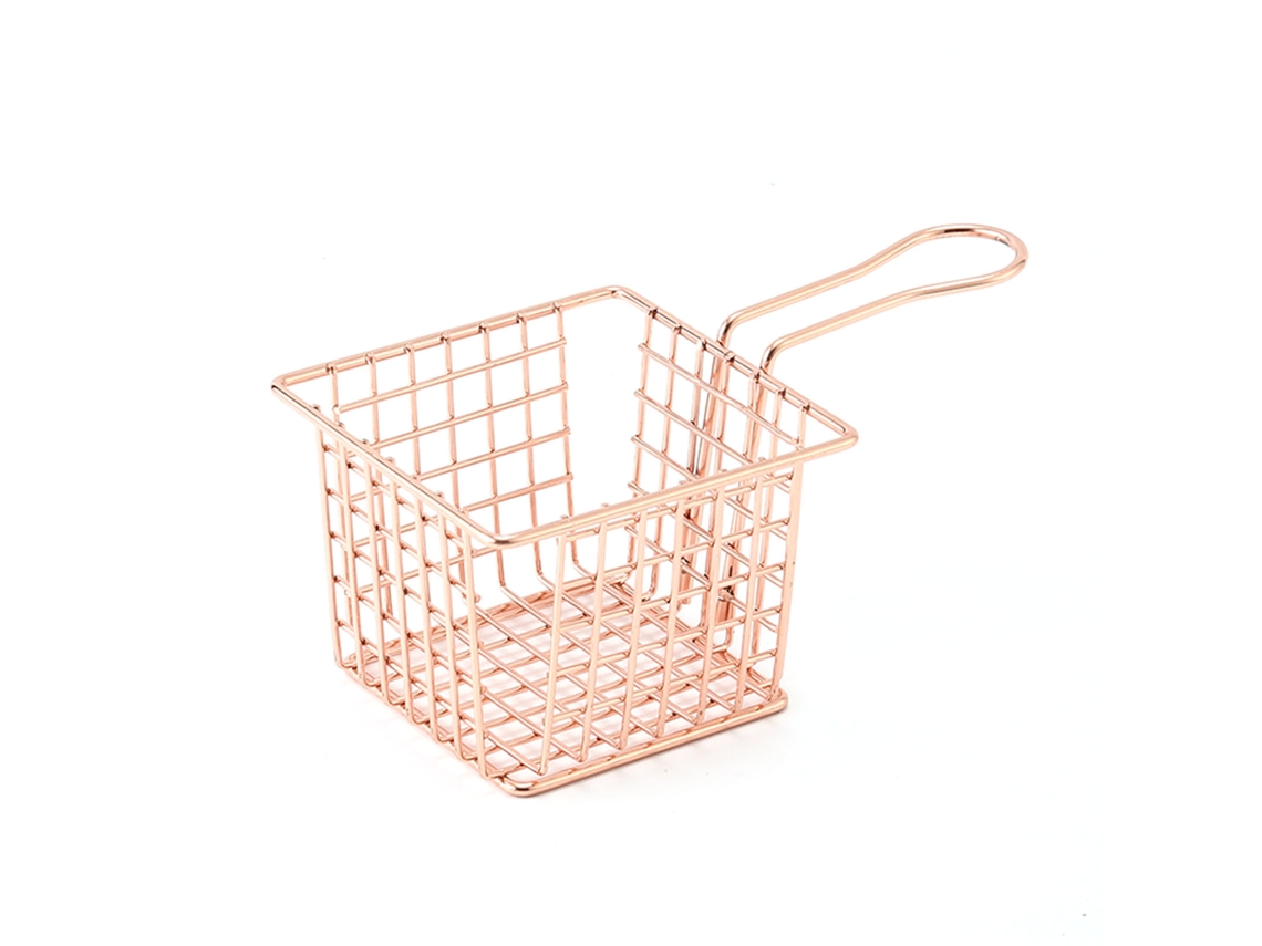 Cesta De Hierro Fundido Para Freír Con Asa, Ideal Para Patatas Fritas, Colador De Cocina, Color Plata Rosa - Hogar Y Restaurante