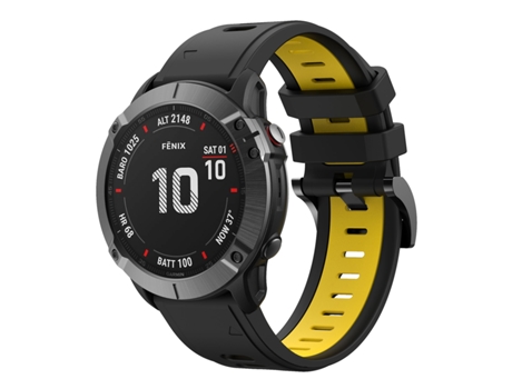 Correa de reloj inteligente para Amazfit Falcon de 22 mm con hebilla metálica de liberación rápida de silicona de dos colores (negro + amarillo)