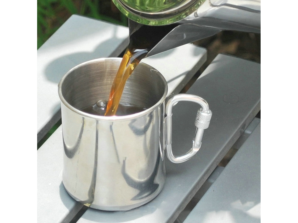 Taza De Camping De Acero Inoxidable De 500 Ml Con Asa Y Mosquetón Para Camping, Senderismo Y Viajes.