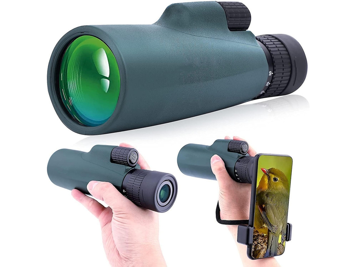 Telescopio monocular 10x30 HD Bak4 Prism IP68, visor, smartphone, caza, senderismo, conciertos, viajes, verde, Yizhood