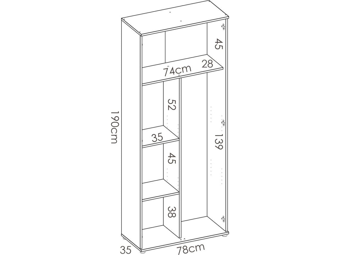 Armario Multiusos 2 Puertas con Escobero DKIT Fit (Blanco - 190x78x35 cm)