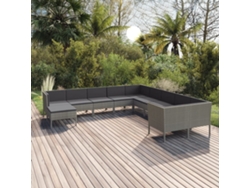 Conjunto de jardín DKD Home Decor de 11 piezas con cojines de mimbre gris