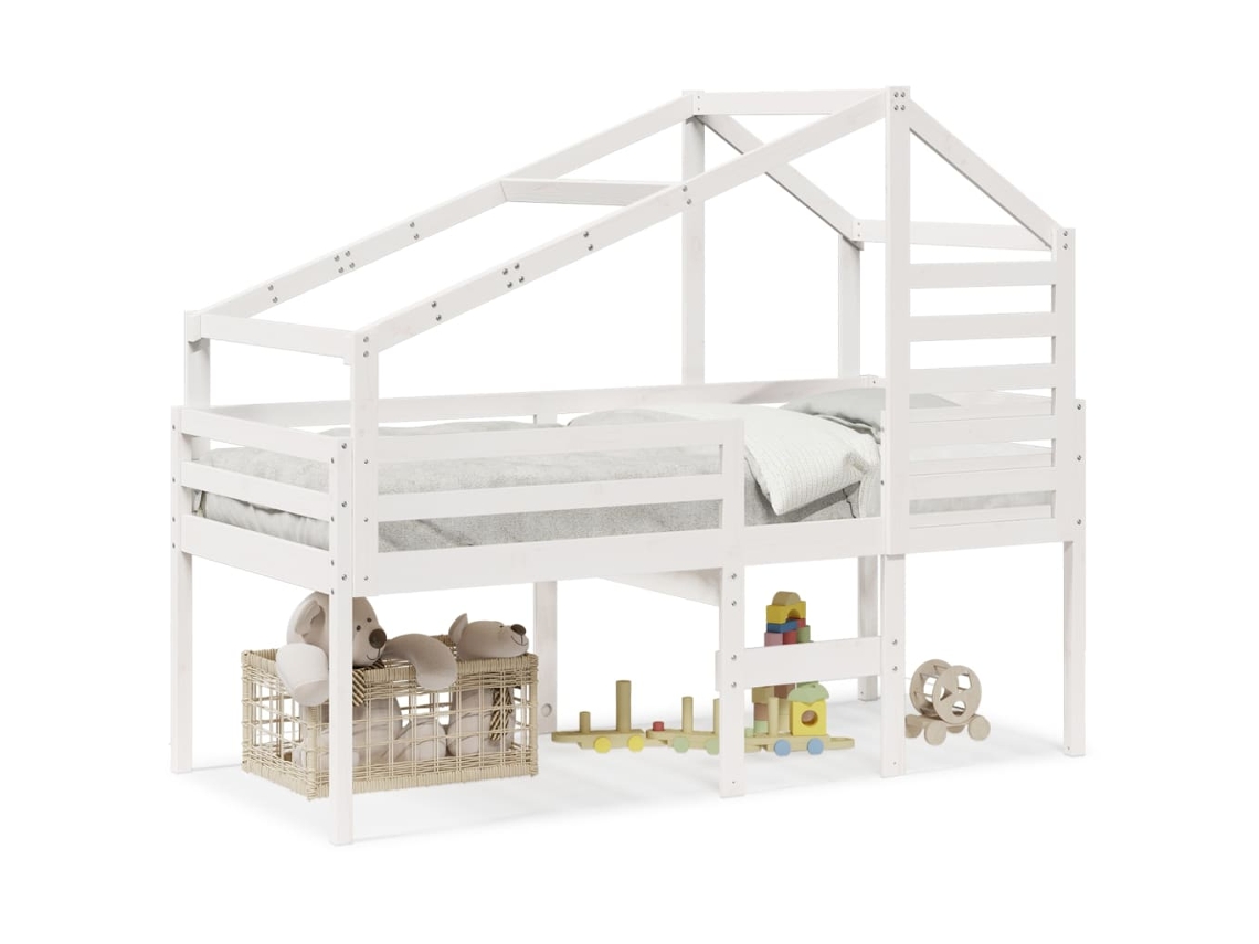 Maison Exclusive - Cama Alta Con Techo Blanca Madera Maciza Pino Blanca 90x200 Cm