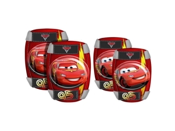Juego de coderas y rodilleras Stamp Cars para niños, color rojo