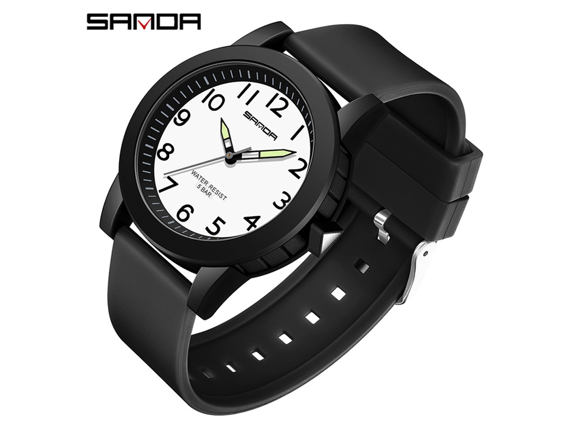 Reloj De Pareja Sencillo De Cuarzo Fluorescente E Impermeable Para Hombre (blanco Y Negro)