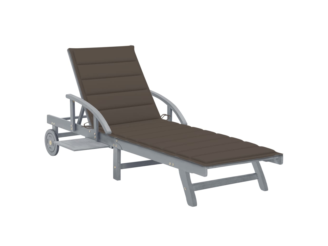 Tumbona Lounger de Jardín con Cojín Madera de Acacia Maciza