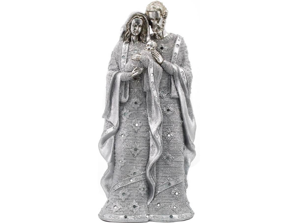 Signes Grimalt  - Figura Nacimiento Jesús Plateado de Resina | Nacimiento Figuras De Resina Para Jardin Figura Resina Decoración 49x15x23cm