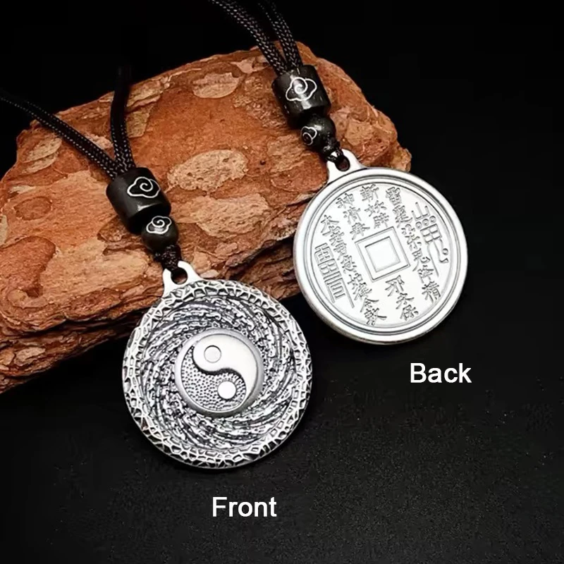 Collar tradicional chino Tai Chi Bagua Feng Shui, amuleto Yin Yang, collar de equilibrio MDUG