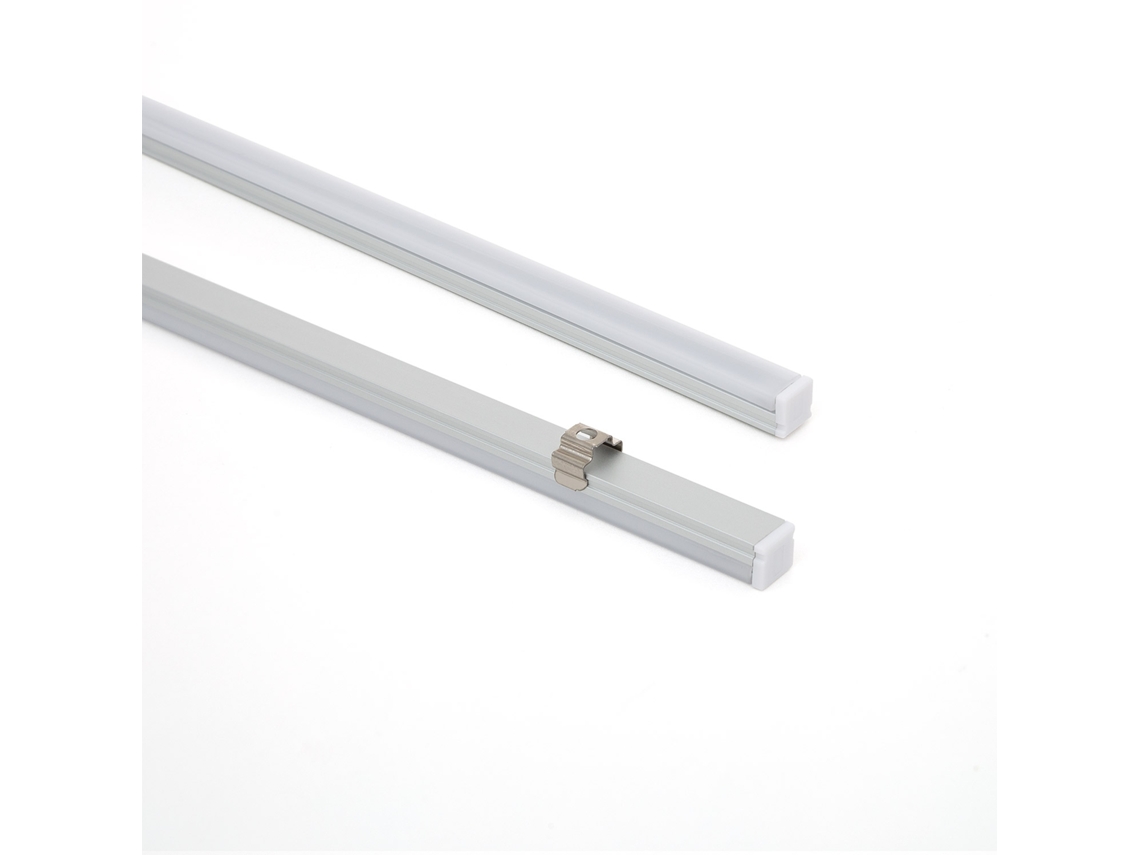 Perfil de aluminio de superficie de 2 m para tira de LED de hasta 6 mm, aluminio de 2 m, blanco translúcido
