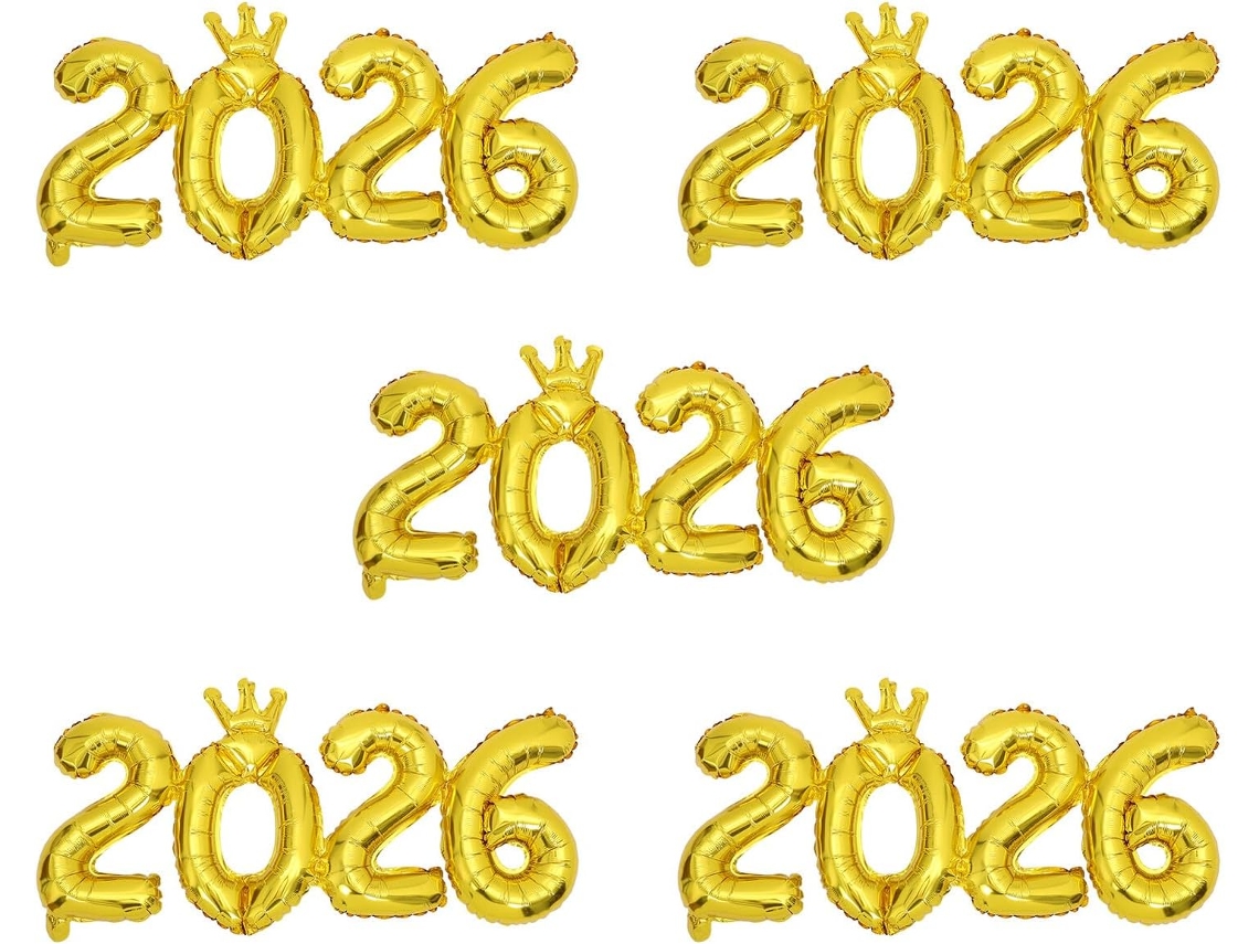 Juego De 5 Globos De Aluminio Con El Número 2026