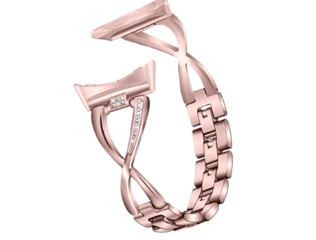 Correa de metal decoración de diamantes de imitación para Google Pixel Watch - rosa