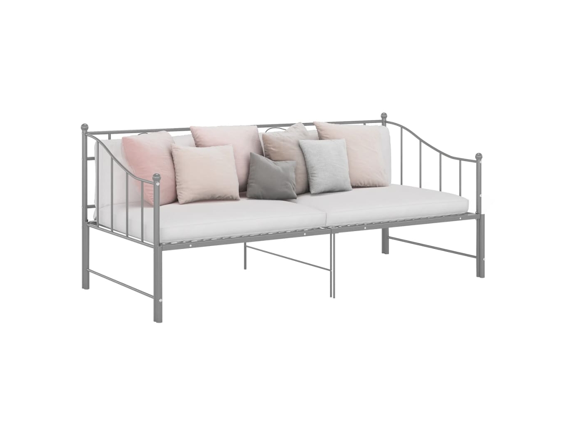 Estructura Sofá Cama Extraíble Sin Colchón Metal Gris 90x200 Cm
