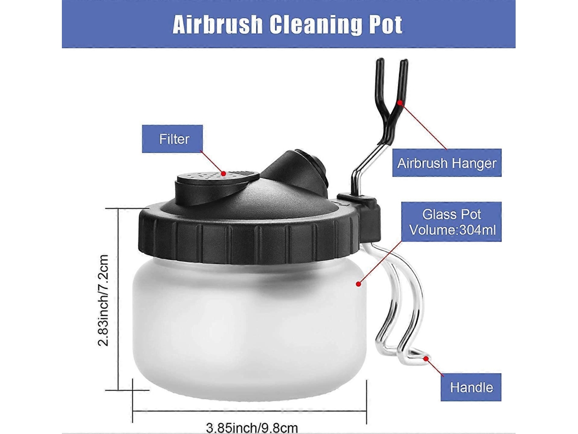 Kit De Limpieza Para Airbrush, Contenedor De Vidrio Con Aguja, Cuchilla Y Cepillo De Manguera