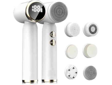 Escova de Limpeza Facial com 3 Cabeças de Escova Esfoliante 3 Níveis de Velocidade Visor LCD Escova Facial Impermeável Facial Recarregável (Branco)...