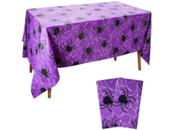 2026-30490-manteles De Halloween 2 Piezas, 130x220cm, Telarañas Arañas Morado, Decoración Fiestas Interior Exterior