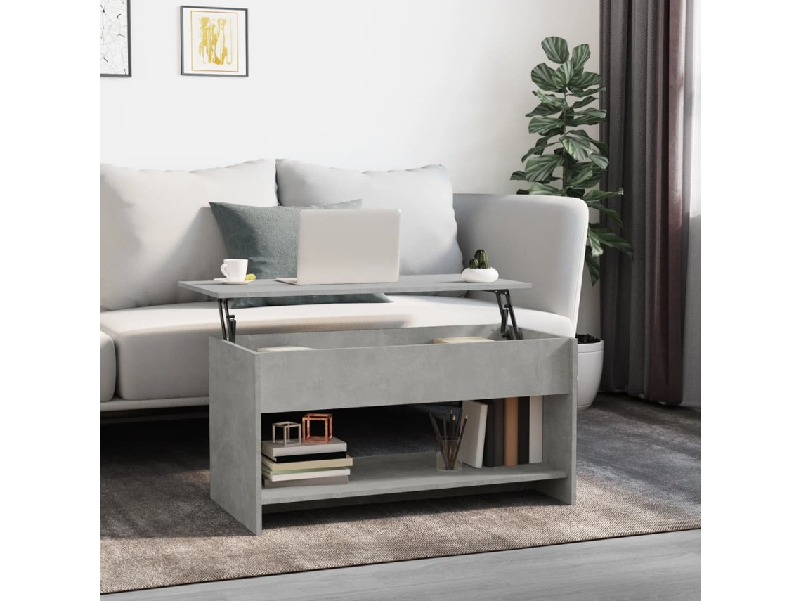 Mesa de Centro Apoyo 102X50X52,5 cm Madera Procesada Gris Cemento