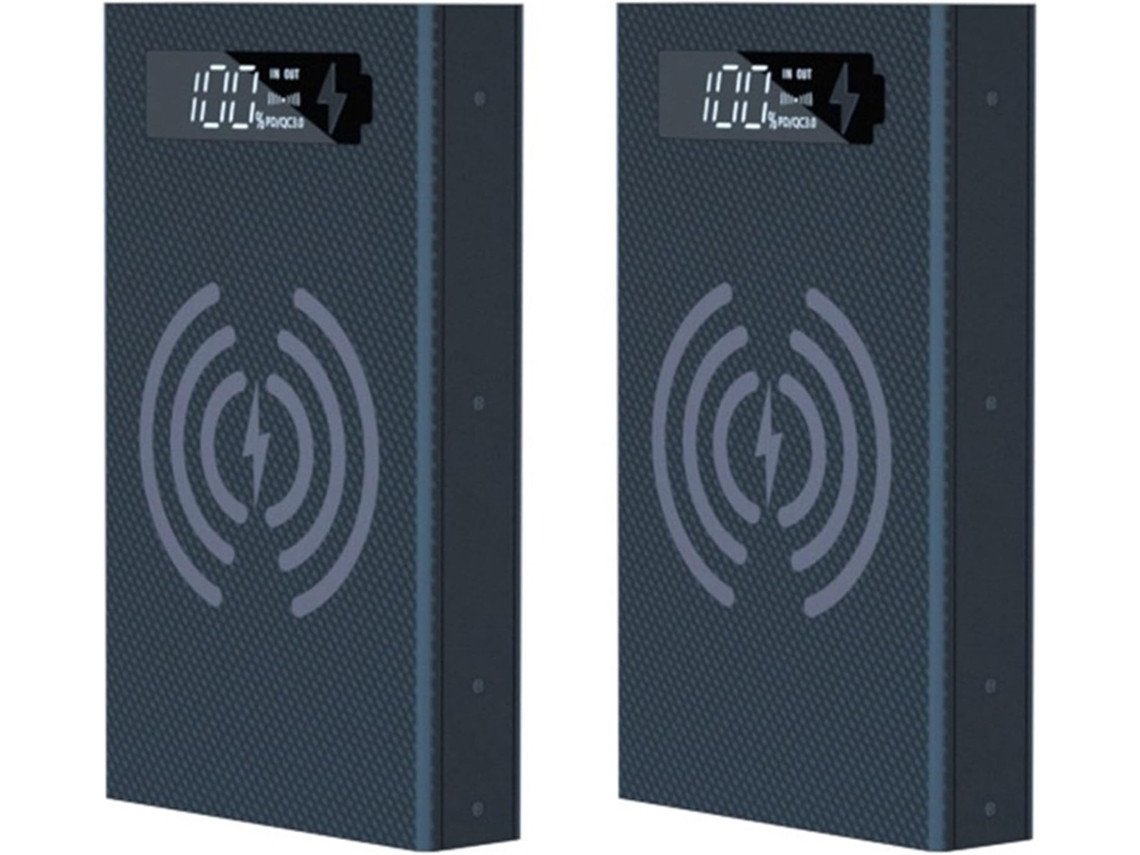 Juego De 2 Cajas De Almacenamiento Extraíbles Para 5 Baterías Externas 18650 Con Iluminación Led.