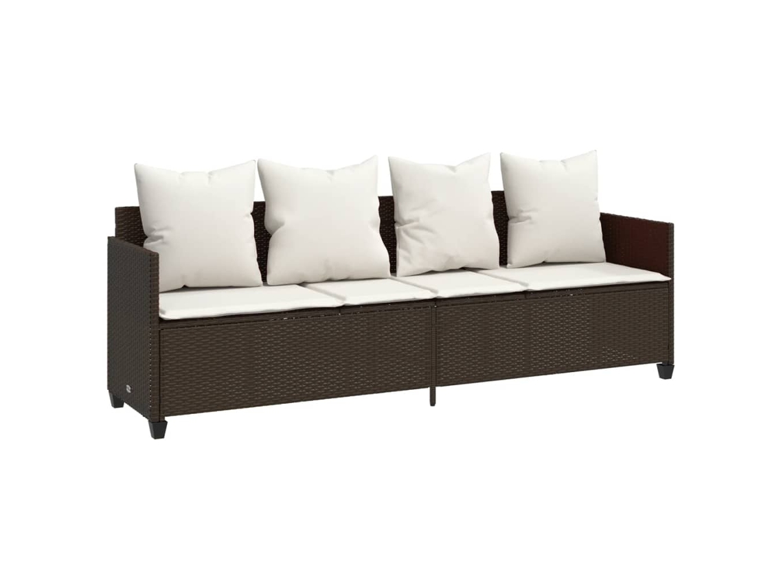 Sillón con cojines, mimbre, patas marrones, MAISON EXCLUSIVE