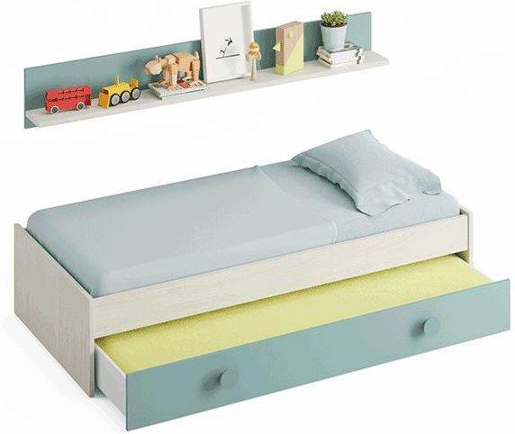 Cama HABITDESIGN Dupla Juvenil Snuba (Blanco Alpes - Verde Acqua - Melamina - 201 x 43 x 98 cm)