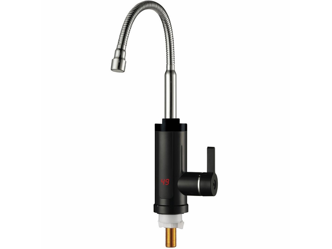 Grifo de cocina Eifson, eléctrico e instantáneo, con tubo universal giratorio de 360° y pantalla LED (negro)