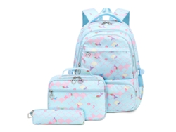 Mochila con lonchera y estuche, conjunto de 3 piezas Eifson (azul claro)