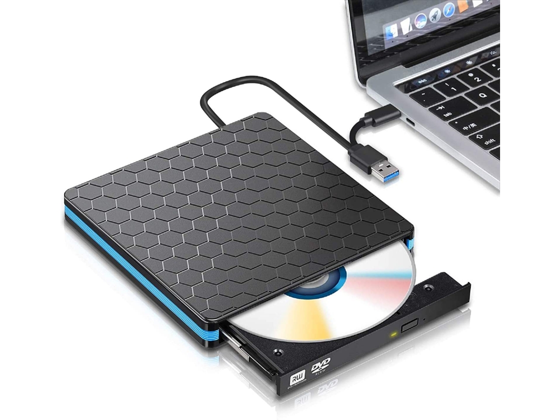 Lector externo de CD/DVD - USB 3.0, grabador de DVD/CD-ROM (no requiere controladores) Negro Hexinyigjly