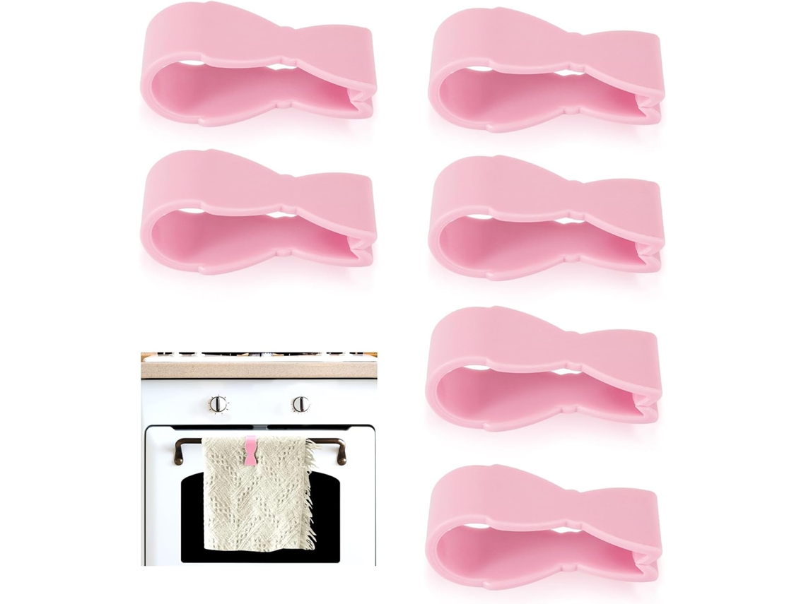 Juego de 6 pinzas para toallas de cocina, para colgar y asegurar paños de cocina en el horno, la estufa, el mango del lavavajillas y el soporte para toallas del baño.