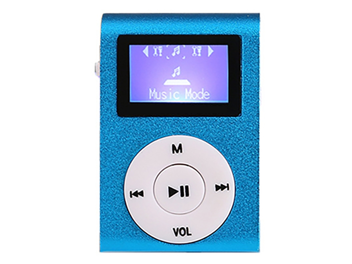 Reproductor MP3 de 128 MB con tarjeta de canciones, mini reproductor de música portátil con carcasa de metal para estudiantes, color azul de carreras.