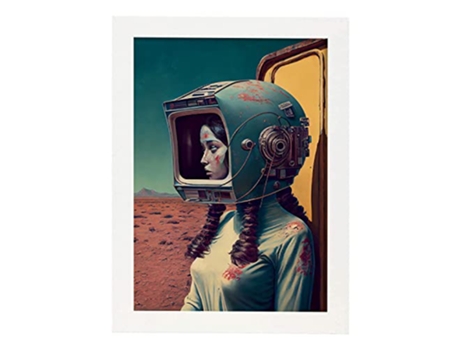 NACNIC Poster Casco De Tv En Estilo Surrealismo Cinematográfico Ilustraciones Y Grabados De Historieta Abstracta Y Artística A4 Marcos Blancos