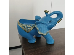Llavero decorativo de resina con elefante azul