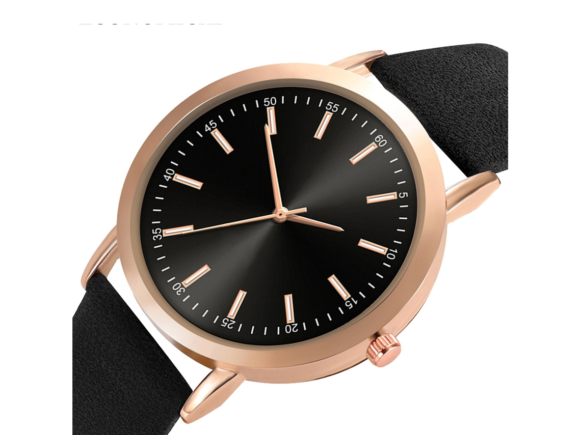 Reloj Unisex De Moda Para Hombre Y Mujer, Analógico De Cuarzo, Correa De Pu Negra.