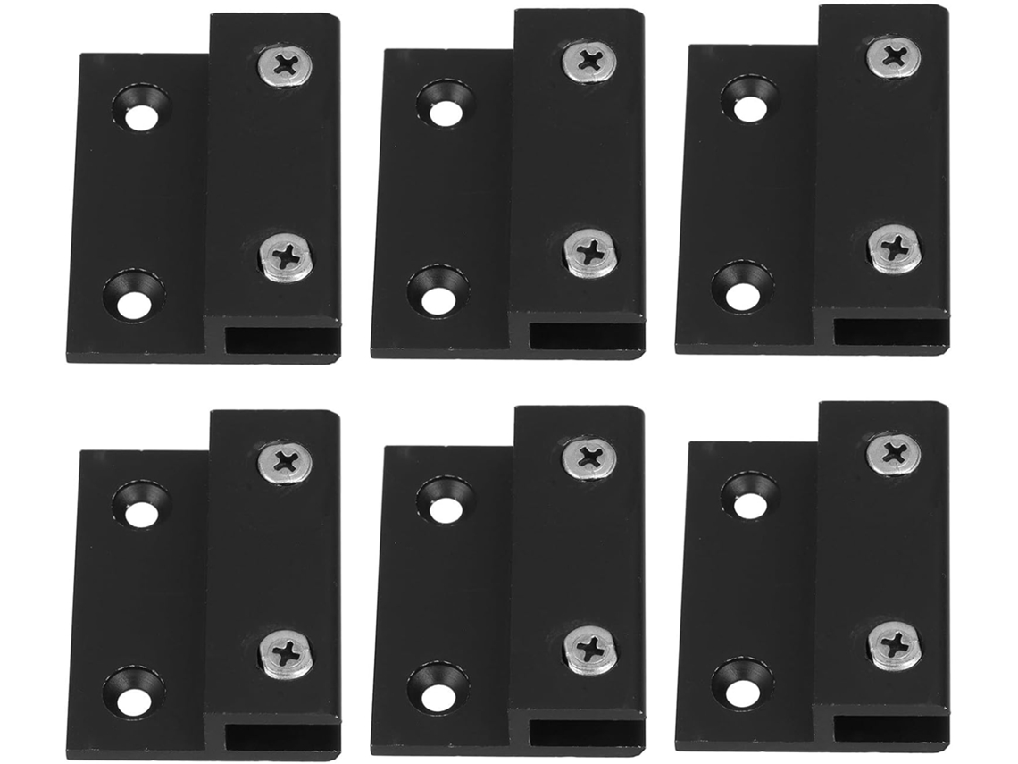 6 Clips De Montaje De Pared De Aluminio Para Espejo De Aleación Negra, Soporte