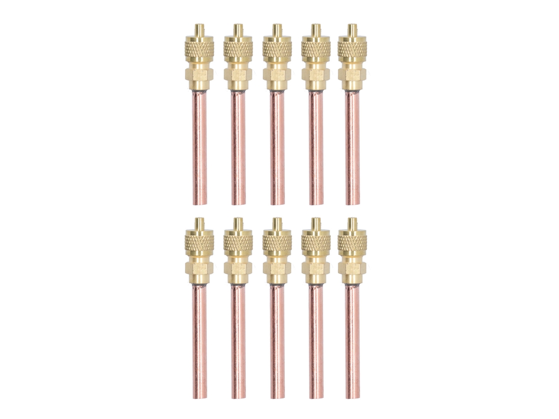 10 Válvulas De Acceso Sae 1/4 Para Sistemas De Aire Acondicionado Hvac (r22, R12, R134) De Latón.