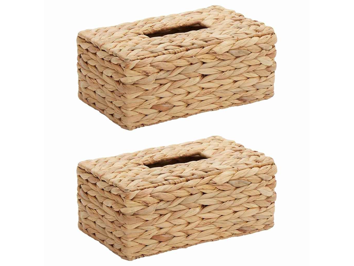 Juego de 2 fundas para cajas de toallas de papel naturales de jacinto de agua EXCLUSIVA DE LA CASA