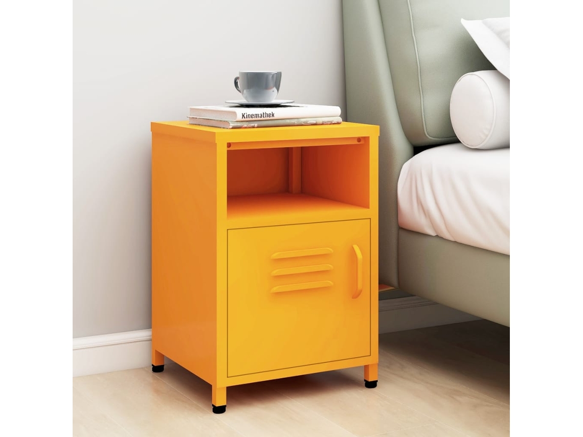 Mesa de Cabeceira LOVELY HOME Mesinha 35X35X51 Cm Aço Amarelo Mostarda