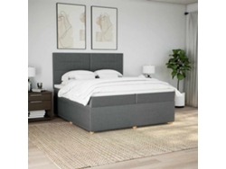 Cama Box Spring Con Colchón Tela Gris Oscuro 200x200 Cm