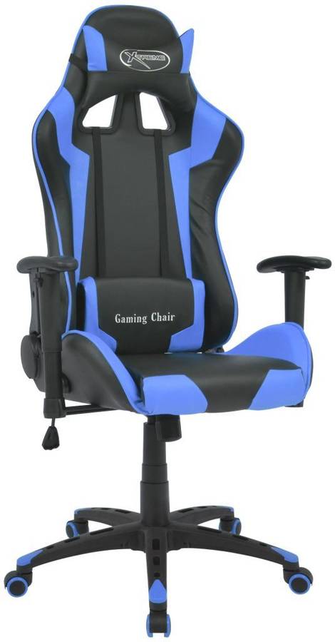 Silla De Escritorio reclinable racing cuero artificial azul vidaxl gaming estilo corrida piel