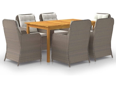Conjunto 7 de comedor para jardín VIDAXL marrón