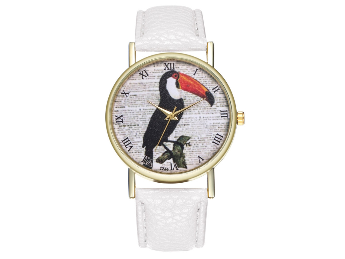 Reloj De Pulsera Analógico Con Correa De Pu Para Hombre Y Mujer - Blanco