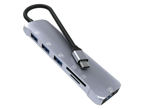 Adaptador USB C Hub 6 en 1 Convertidor expansor Hogar/Oficina Lector de tarjetas TF/SD Estación de acoplamiento USB 2.0 Divisor de puerto de datos ...